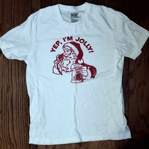 Old Navy Jolly Santa Beer T-Shirt, Size Medium